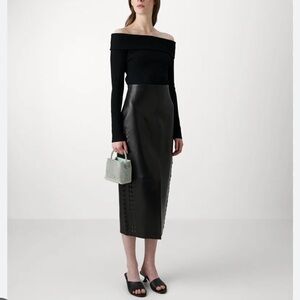 IRO Aline Embroidered Leather Skirt